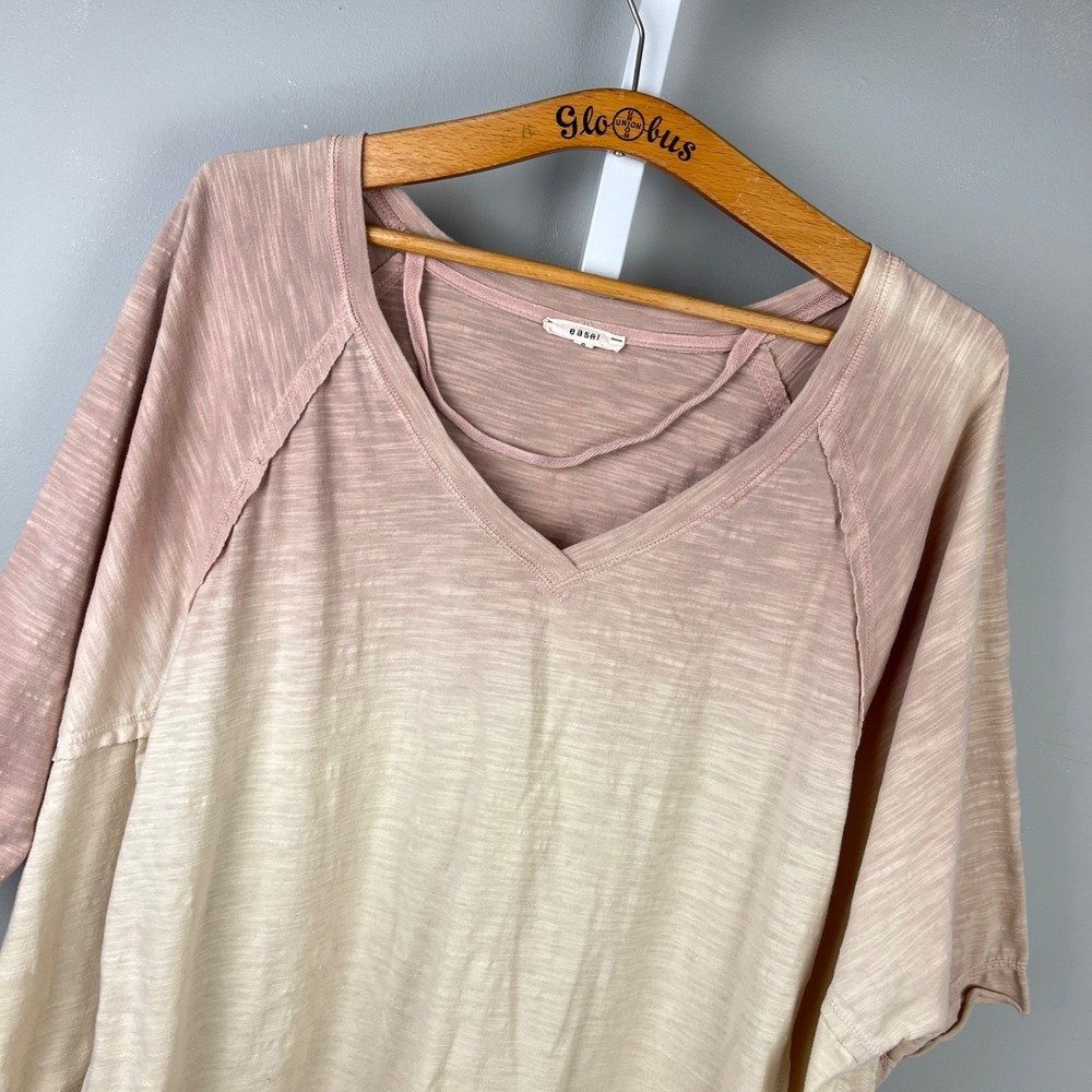 Easel Oversized Boho Top‎ Shirt Womens S Ombre Dye Beachy Casual Side Slits
